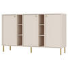 SIDEBOARD Oktio Sandbeige 159 cm - Beige/Goldfarben, Holzwerkstoff/Metall (157.7/95/40.8cm) - Selsey