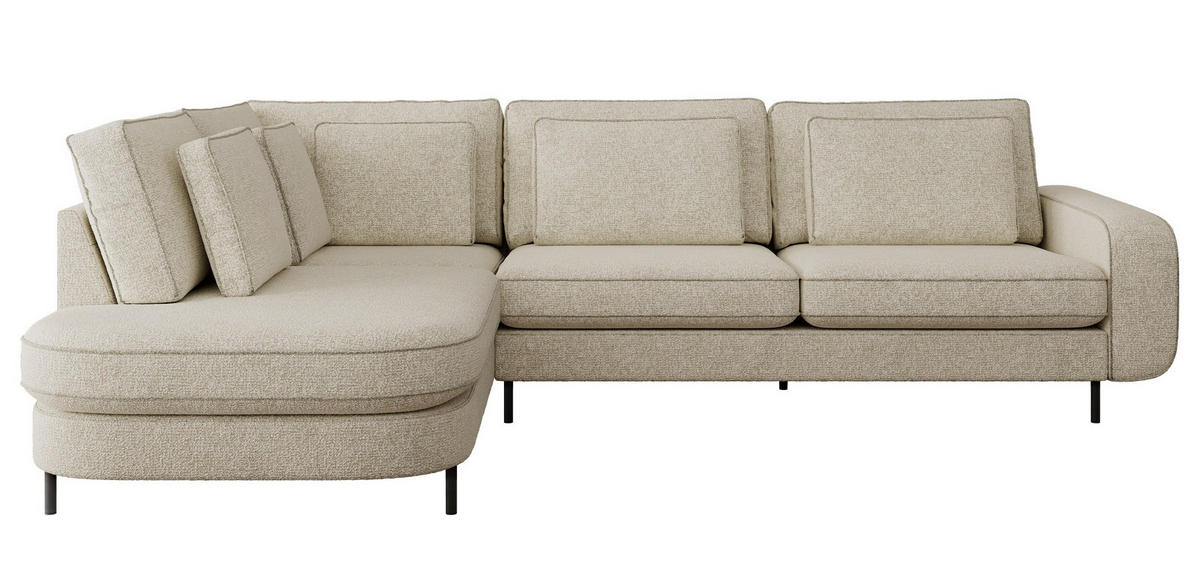 ROHOVÁ SEDAČKA CALENO L - Krémová Strukturovaná látka - Pravá Strana - černá/krémová, kov/textil (317/225cm) - MKS