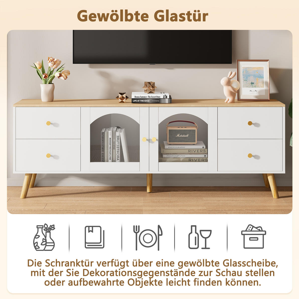 TV-SCHRANK White 40/160/63.5 cm - Weiß, Holz (160/63.5/40cm) - Urban Meuble
