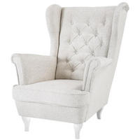 CHESTERFIELD-SESSEL Falco beige mit Weiß Holzbeinen - Beige/Weiß, Holz/Textil (82/102/92cm) - Beautysofa