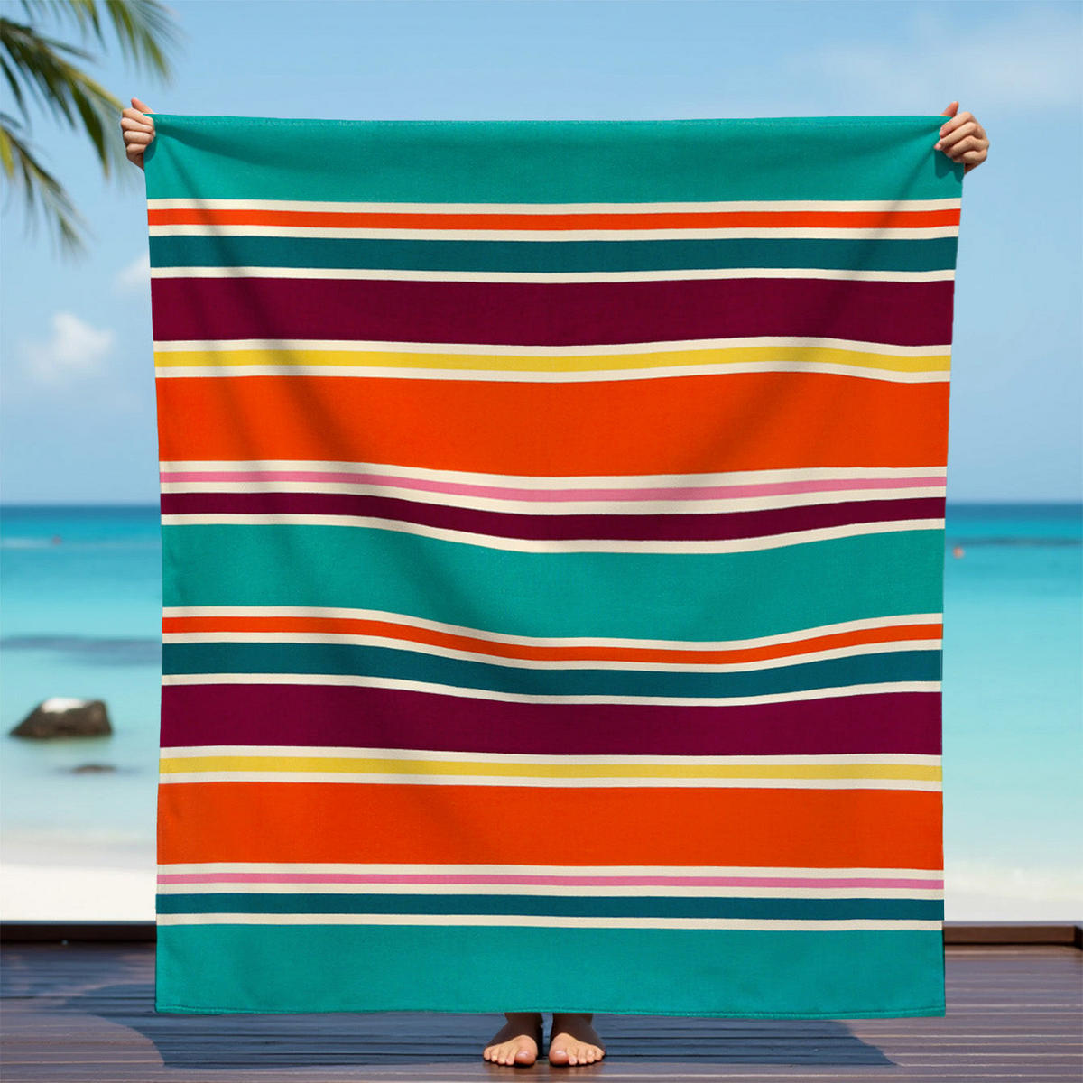 STRANDTUCH XL Mikrofaser Multicolor 140x170 220g/m² - Antiparos - Multicolor, Textil (140/170cm) - LE COMPTOIR DE LA PLAGE