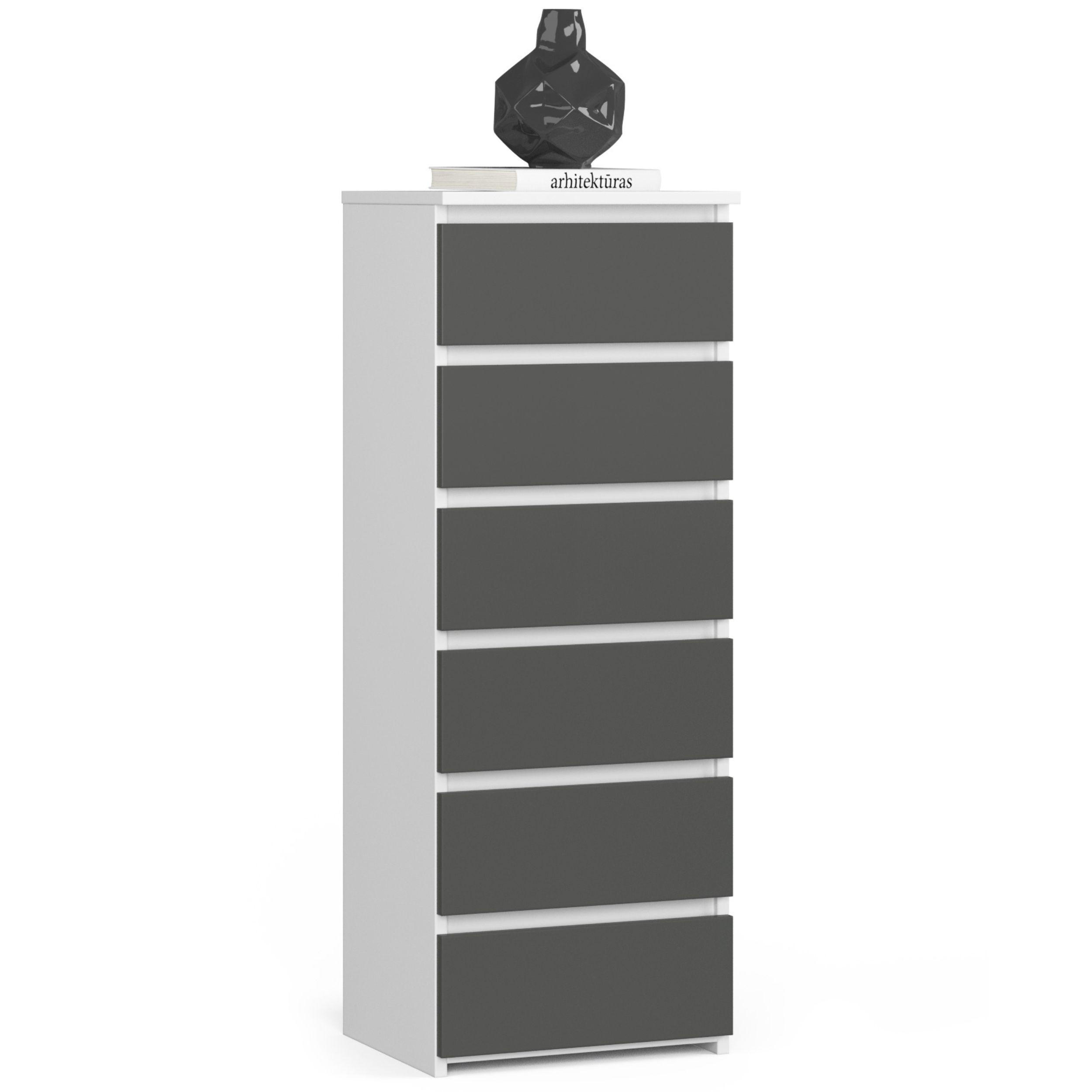 KOMMODE Weiß, Grau 40x35x109 cm - Weiß/Grau, Holzwerkstoff (40/109/35cm) - Akord