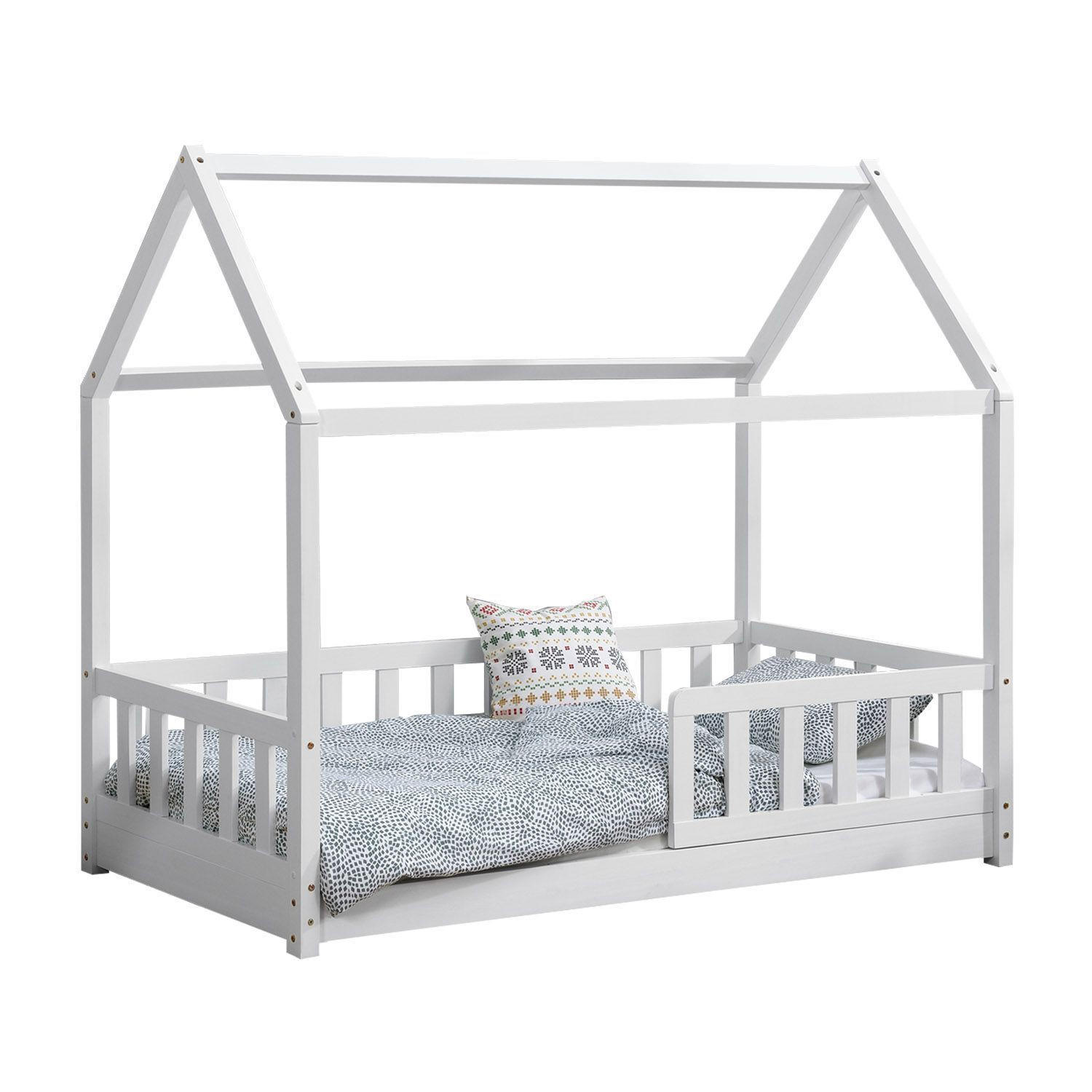 KINDERBETT Marli mit Matratze weiß 80x160 cm - Weiß, Holzwerkstoff (80/160cm) - Juskys