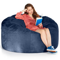 RIESEN-SITZSACK XXL JUMBO Velours 5ft - Dunkelblau, Textil (150/120/150cm) - Green Bean