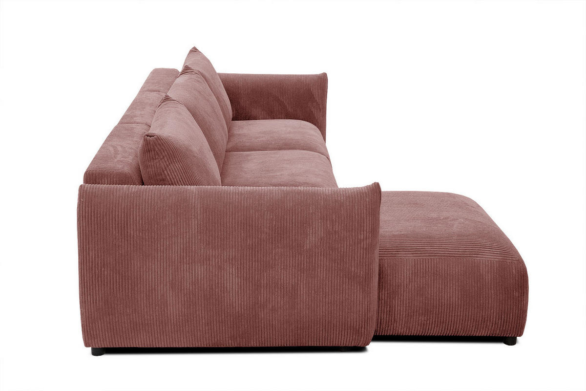 ECKSOFA TAUER 5-Sitzer, altrosa - Schwarz/Altrosa, Holzwerkstoff/Kunststoff (173/294cm) - Courtois Laville
