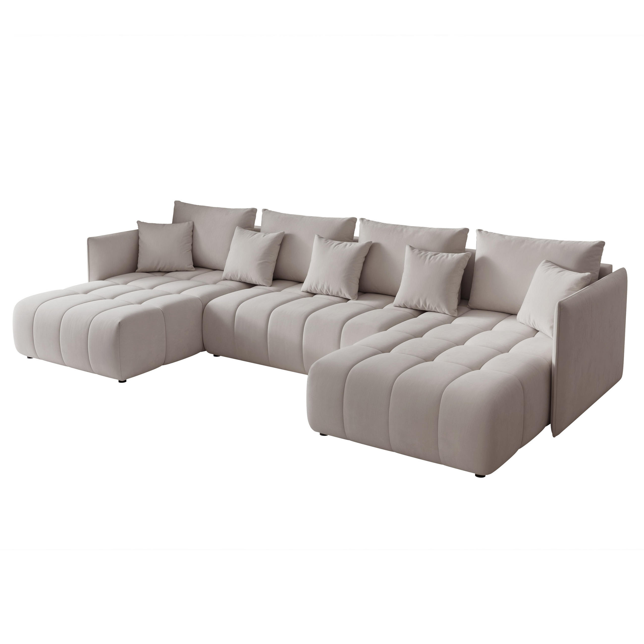 WOHNLANDSCHAFT OLIMPIA mit Schlaffunktion und Bettkasten Hellgrau - Hellgrau, Holzwerkstoff/Kunststoff (300/85/90cm) - Idohome