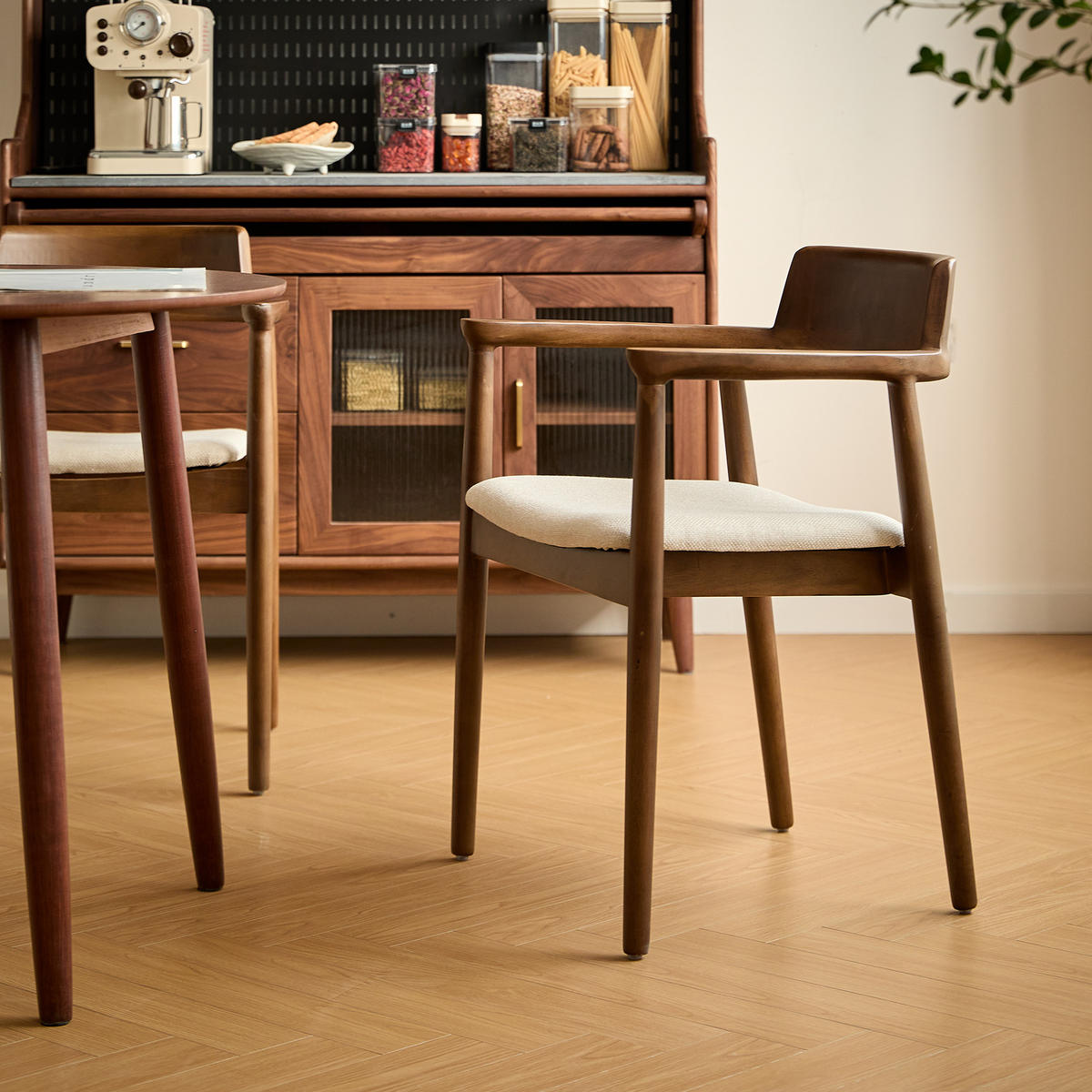 STUHL 2er-Set dunklem Holz Beige - Braun, Holz (58/75/57.5cm) - Nordlys