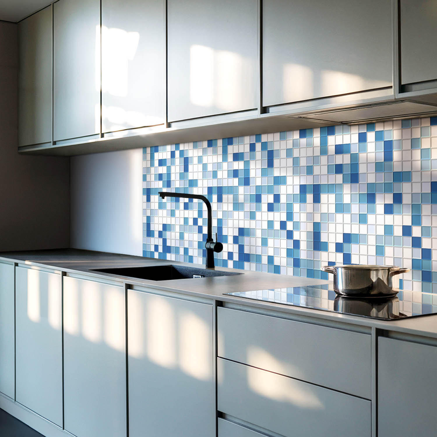 WANDPANEEL 4x 50x50 cm selbstklebend Dunevale - Hellblau, Kunststoff (50/1.6/50cm) - Wallfluent