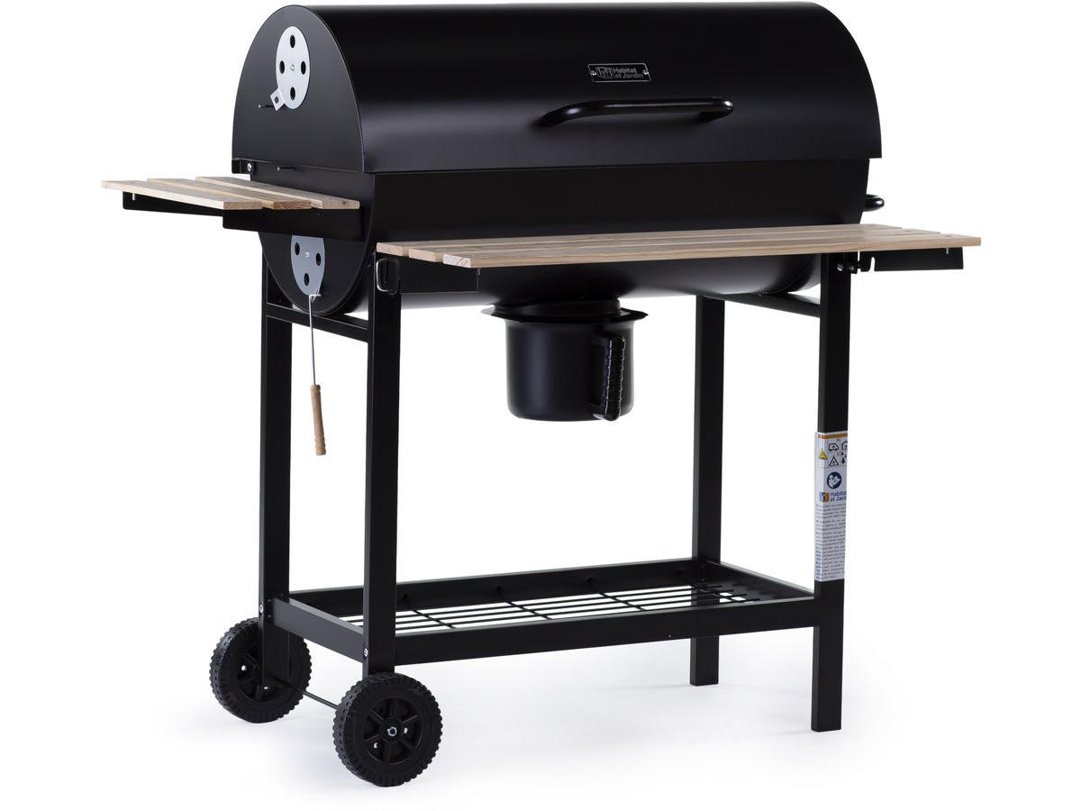 Habitat Garten Holzkohlengrill Schwarz 63x105x95 cm