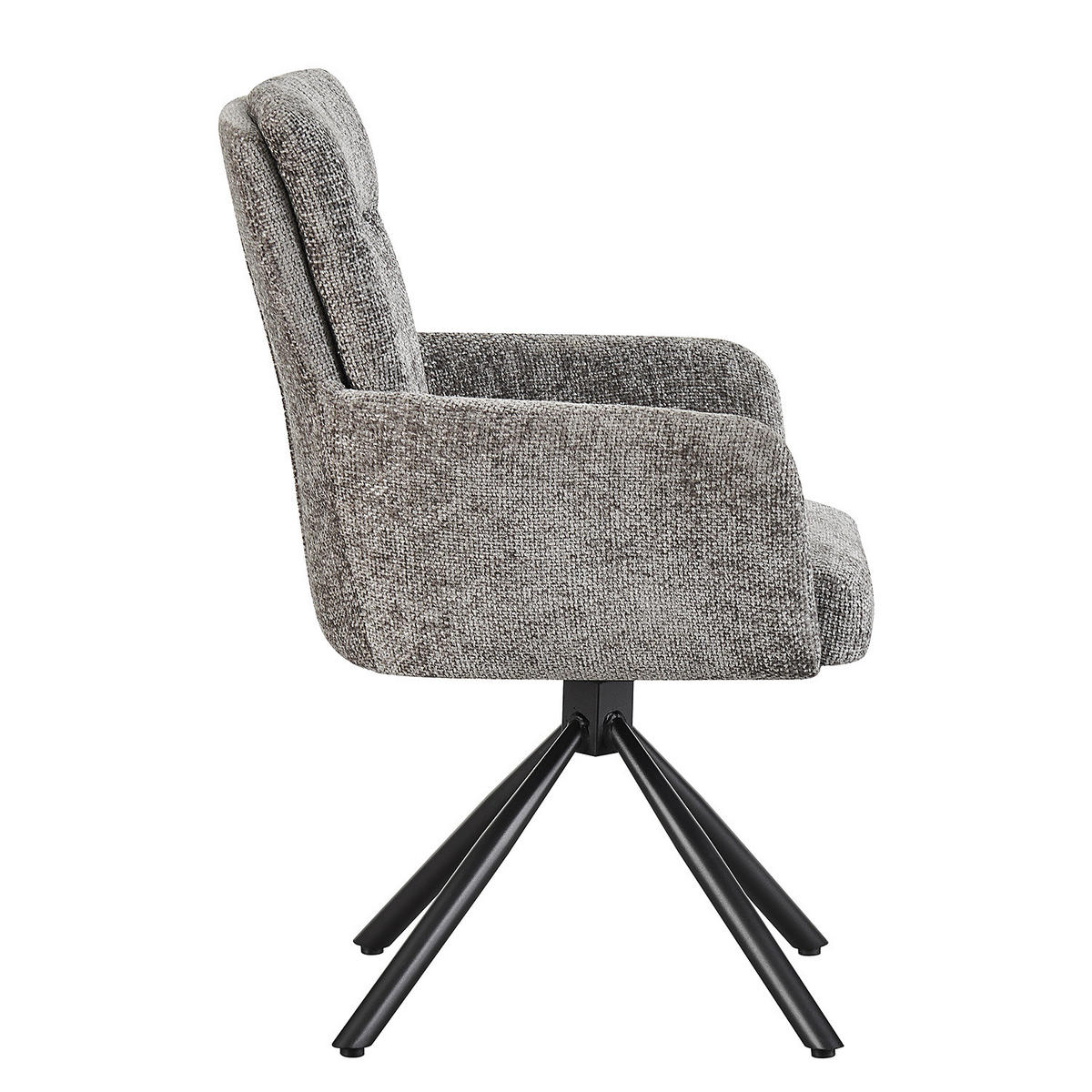 ARMLEHNENSTUHL - Strukturstoff / Eisen - Grau / Schwarz - Grau, Textil/Metall (61/92/64cm) - home24