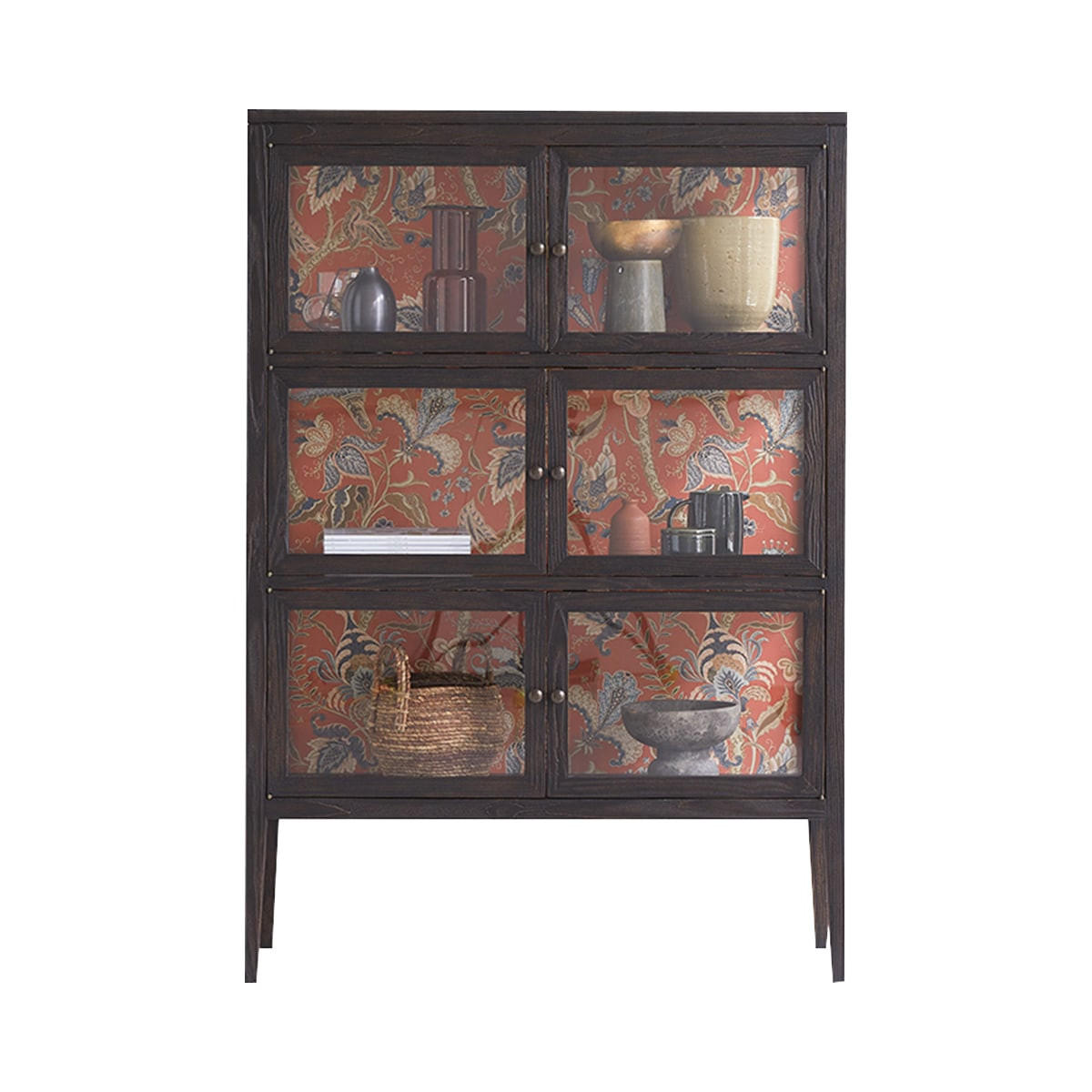 Tikamoon Vitrinenschrank Schwarz 110x160x40 cm