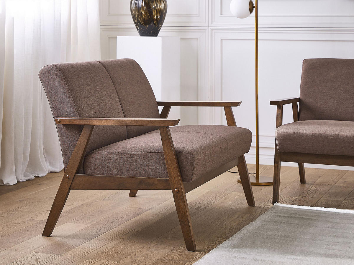 2-SITZER-SOFA Polsterbezug Braun Asnes - Braun, Textil (110/80/80cm) - Beliani