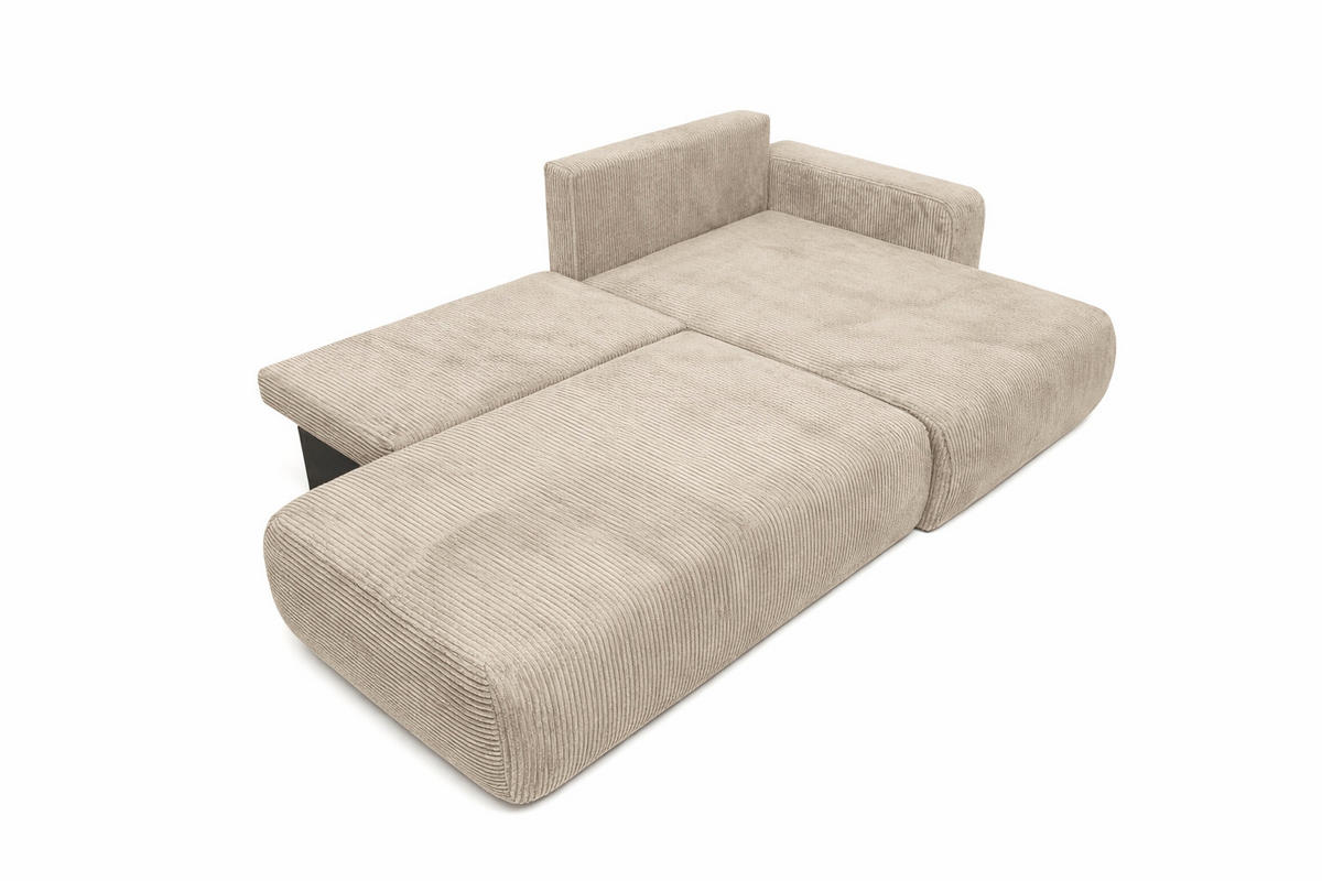 ECKSOFA Mit Schlaffunktion Und Bettkasten, Cordstoff Poso, Dunkelbeige, Rechts, OPEN XL - Beige, Holz (262/145cm) - Kaiser Möbel