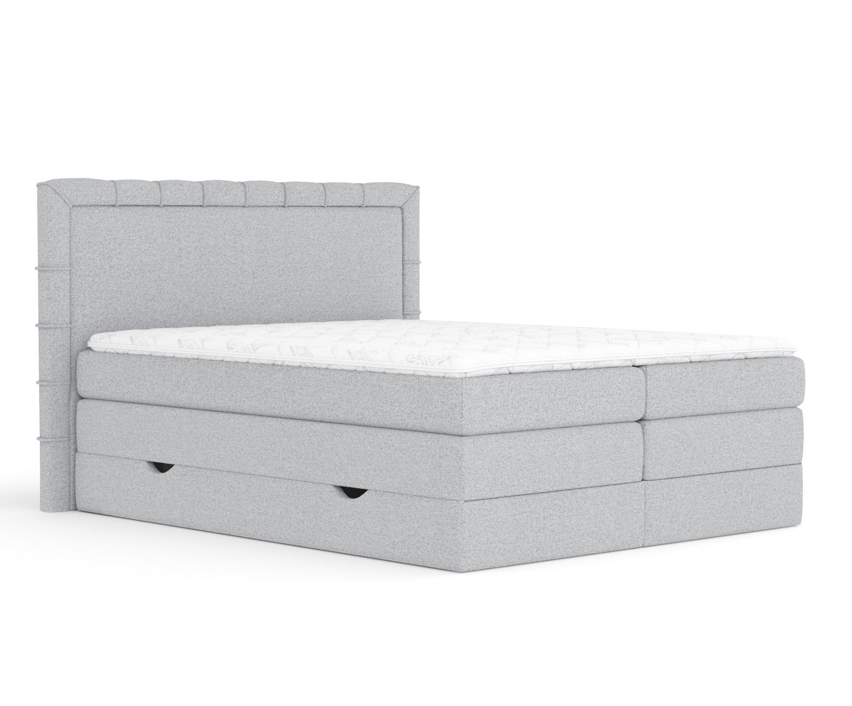 BOXSPRINGBETT Rosabel Hellgrau 180/200 cm mit Matratze und Topper - Hellgrau/Schwarz, Holz/Holzwerkstoff (180/200cm) - Maison de Reve