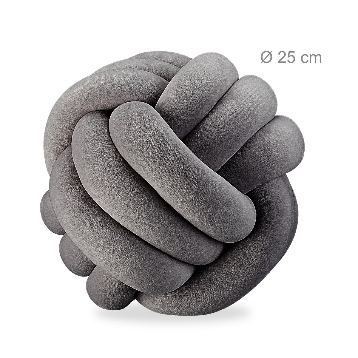 KNOTENKISSEN - Anthrazit, Textil (25/25cm) - Relaxdays