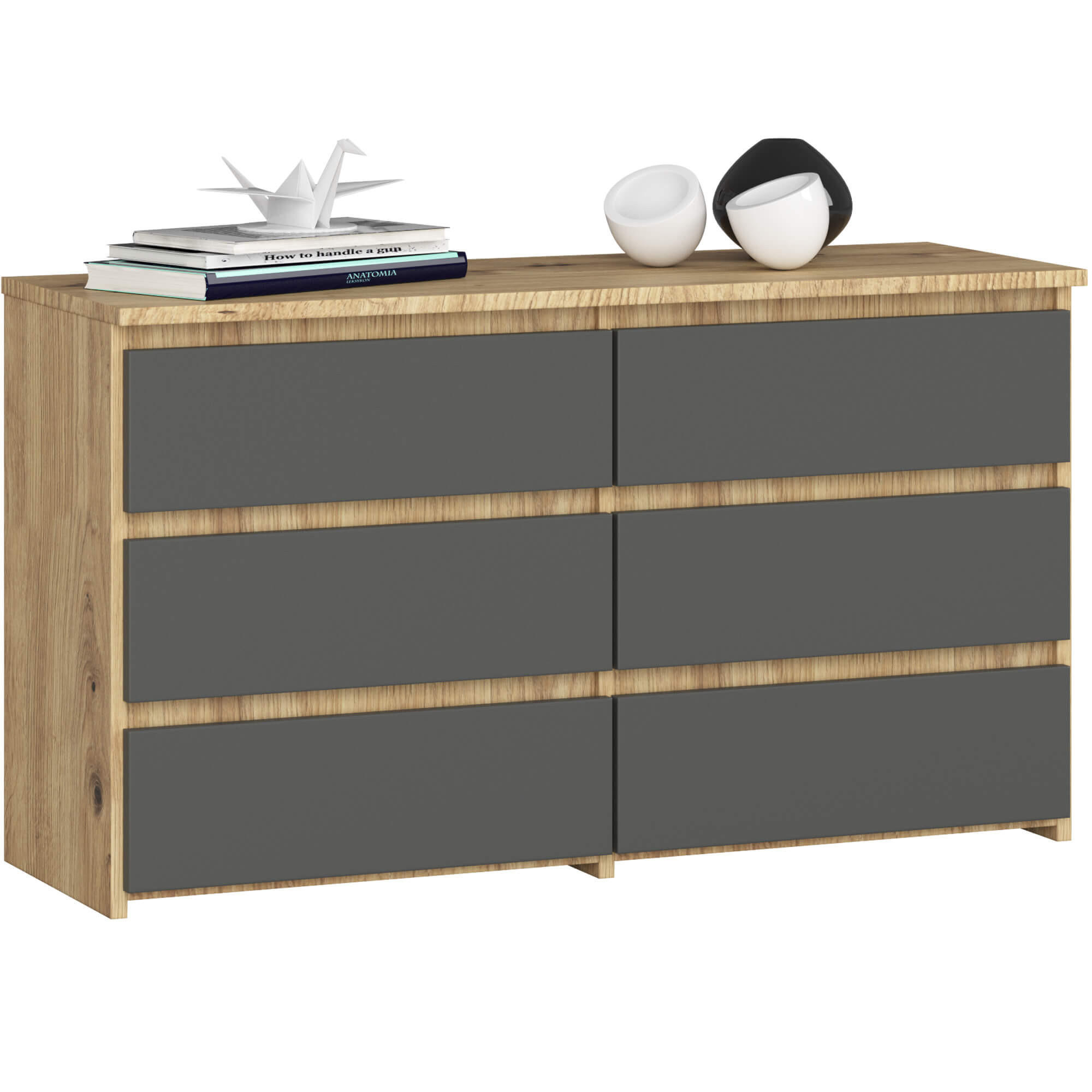Akord Kommode Eiche Artisan, Grau 100x57x35 cm