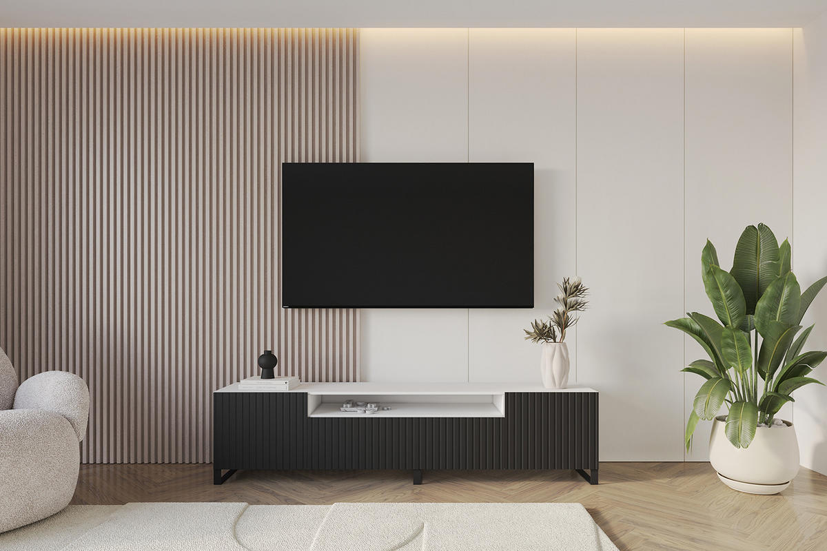 LOWBOARD KITO-S 200x53x41 cm - Weiß / Schwarz - Schwarz/Weiß, Holzwerkstoff (200/53/41cm) - ALTDECOR