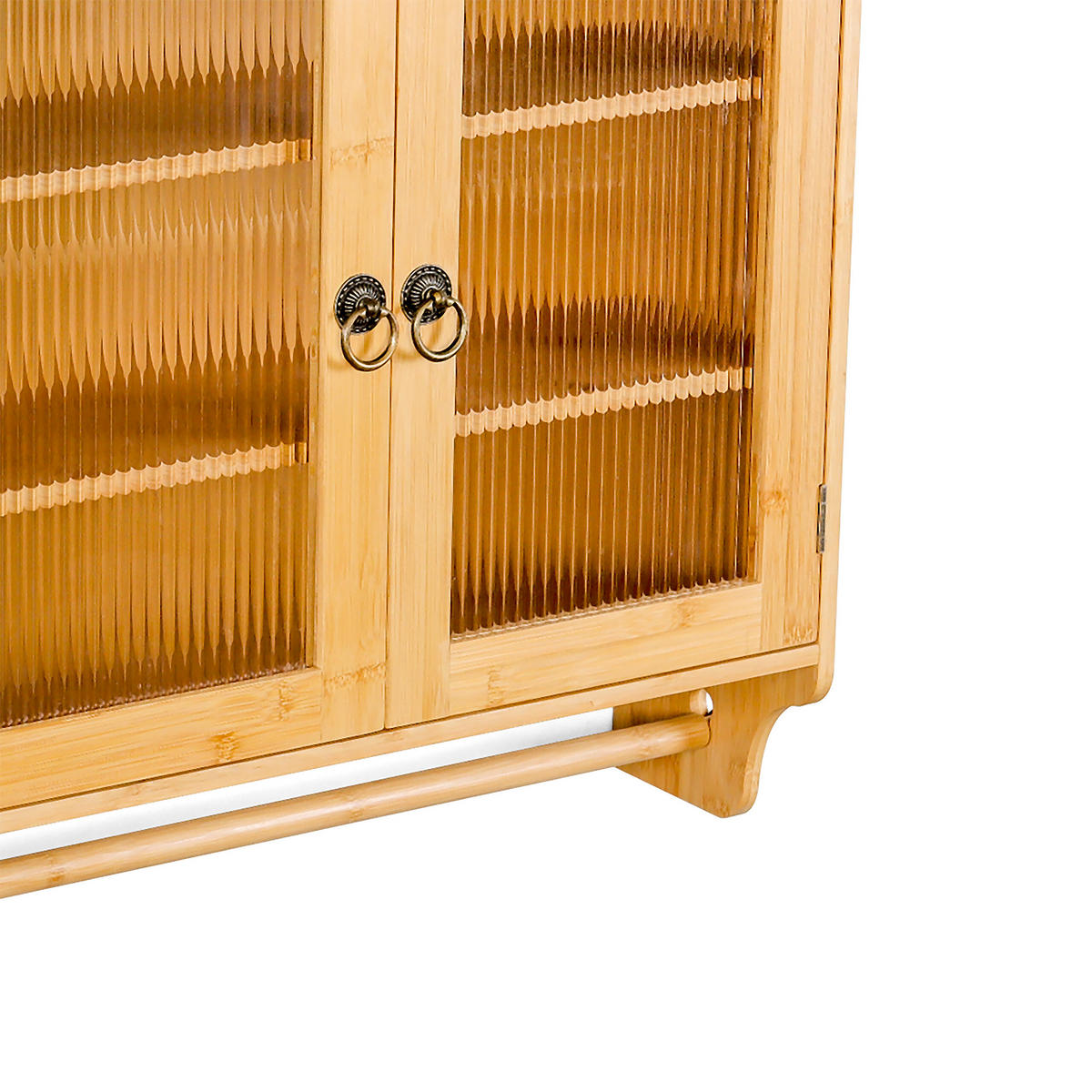 ZÁVĚSNÁ skříňka z bambusu - stříbrná/světle hnědá, dřevo/kompozitní dřevo (60/63/18cm) - Relaxdays