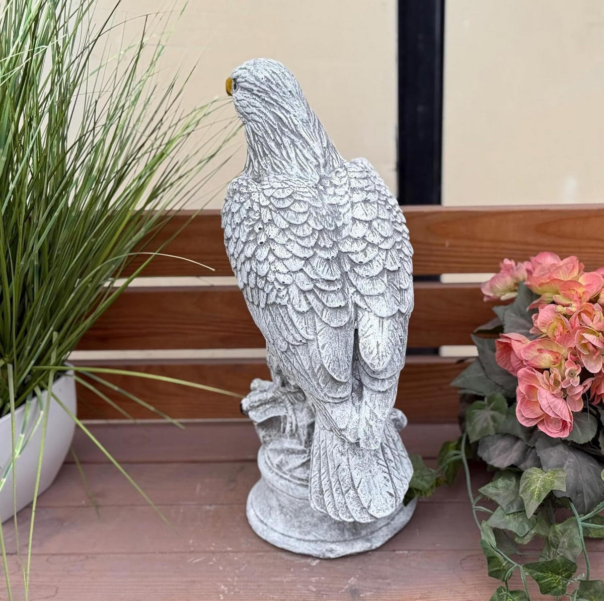 STEINGUSS Adler Gartenfigur, Frostfest Steinfigur - Grau, Stein (19/38/14cm) - stoneandstyle