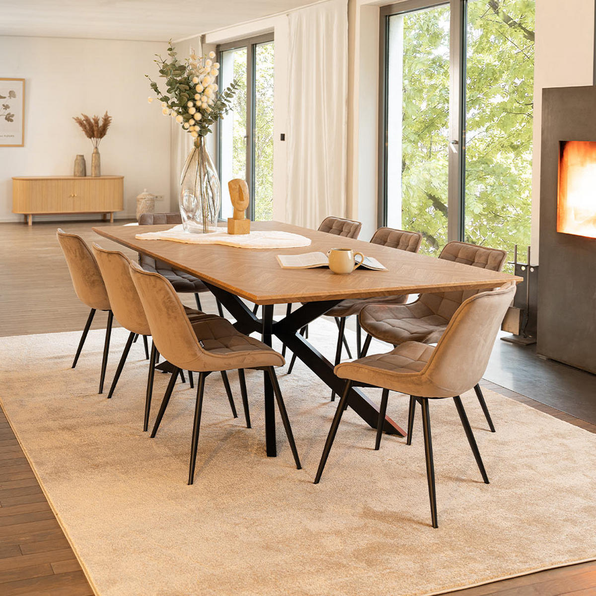 ESSTISCH ECKIG AVENCIA - Fishbone Oak, 160 x 100 cm - Braun, Holz (160/100/76cm) - Home Deluxe