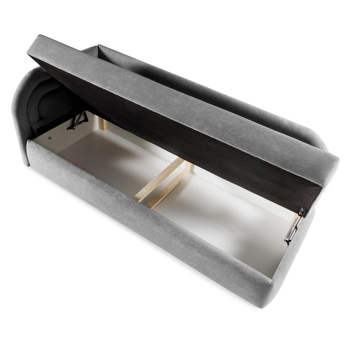 POLSTERBETT Cobi, Eckbett 80x200 cm mit Bettkasten, Hellgrau, Links - Hellgrau, Textil (80/200cm) - Beautysofa