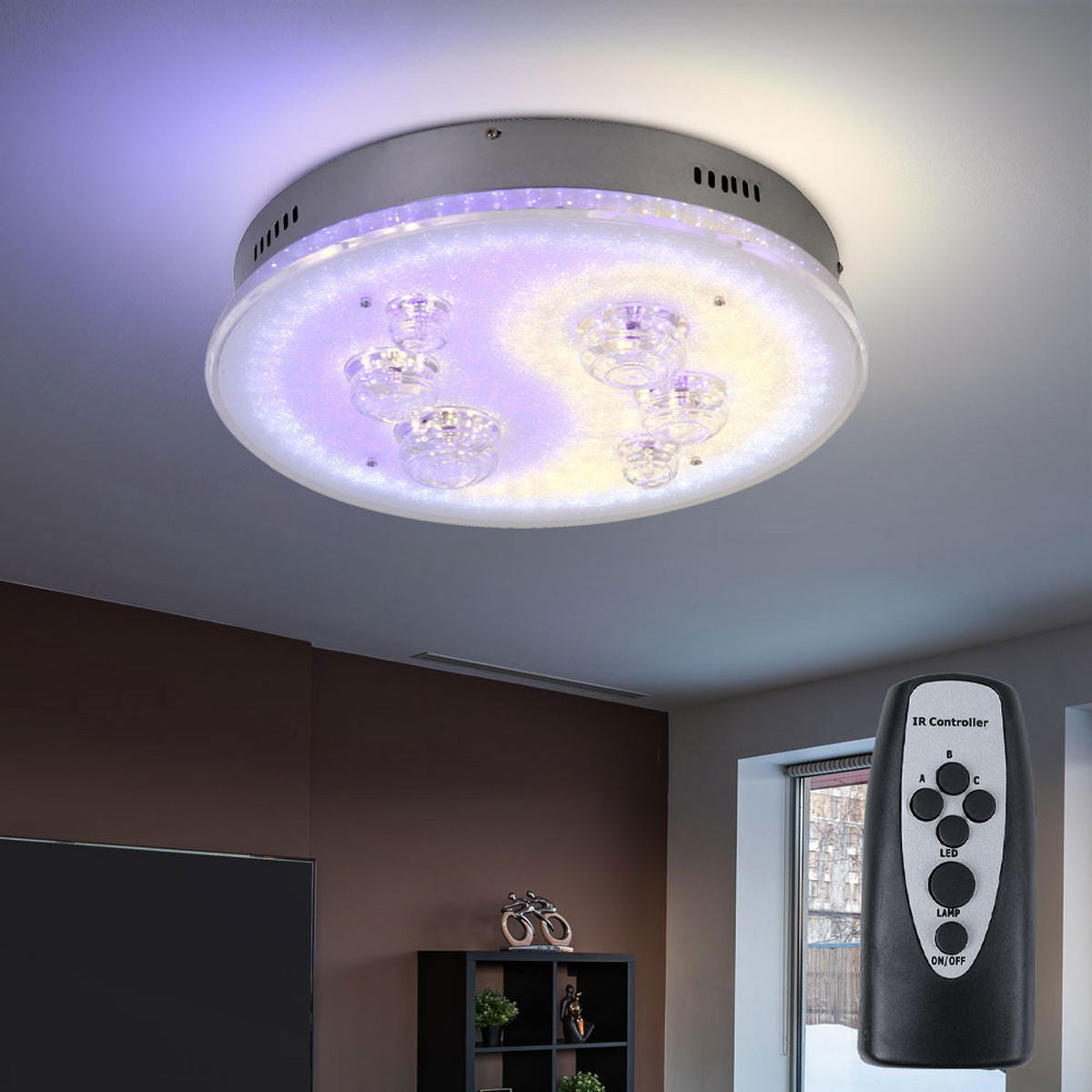 LED DECKENLEUCHTE Metall Silber - Silberfarben, Metall (43/43/12cm) - Globo Lighting