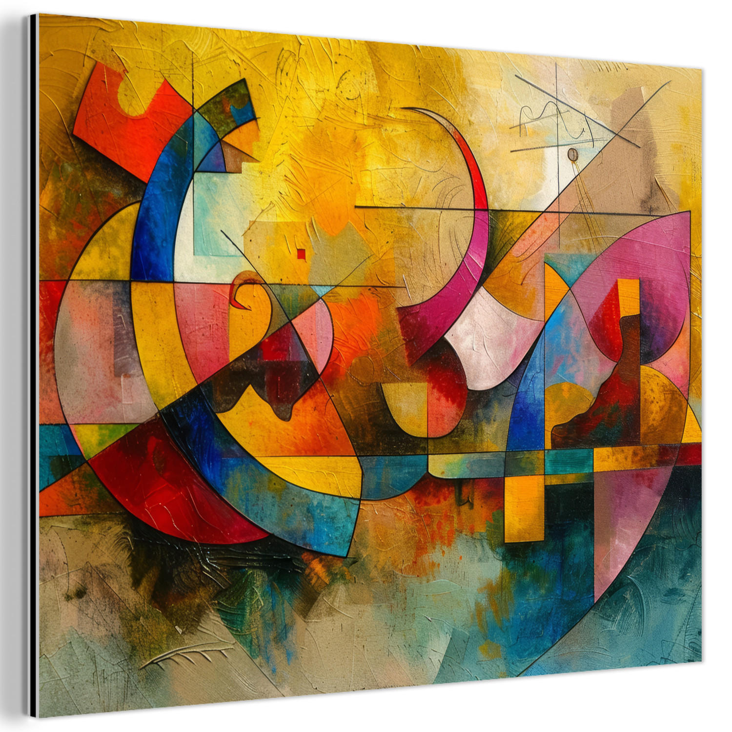 METALLBILD Kunst - Abstrakt - Modern 80x60 cm - Gelb, Metall (80/60cm) - MuchoWow