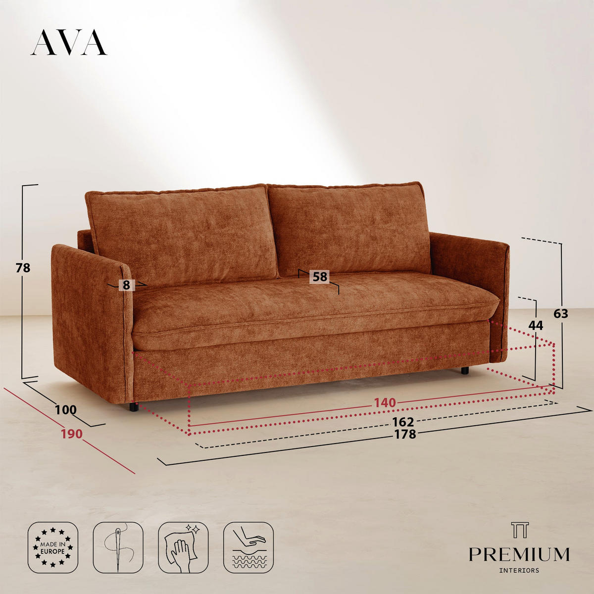 SCHLAFSOFA Express AVA Geprägter Samt Vintage-Grün 178cm - Dunkelgrün/Grün, Textil (178/78/100cm) - Premium Interiors