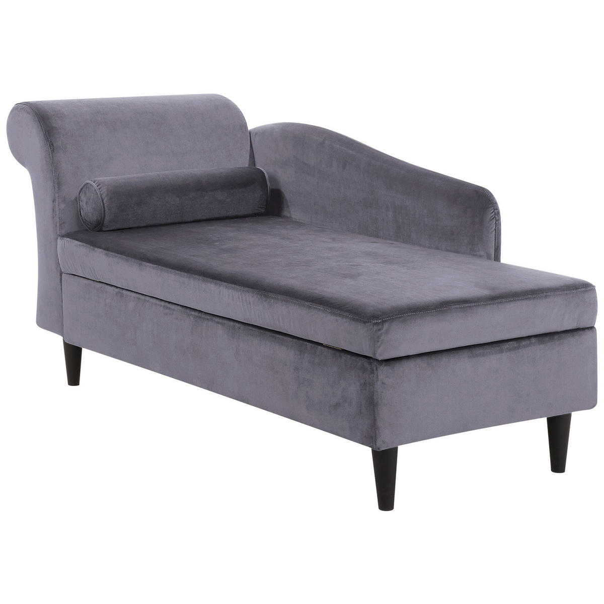 CHAISELONGUE Samtstoff dunkelgrau linksseitig Luiro - Dunkelbraun/Grau, Textil (160/77/70cm) - Beliani