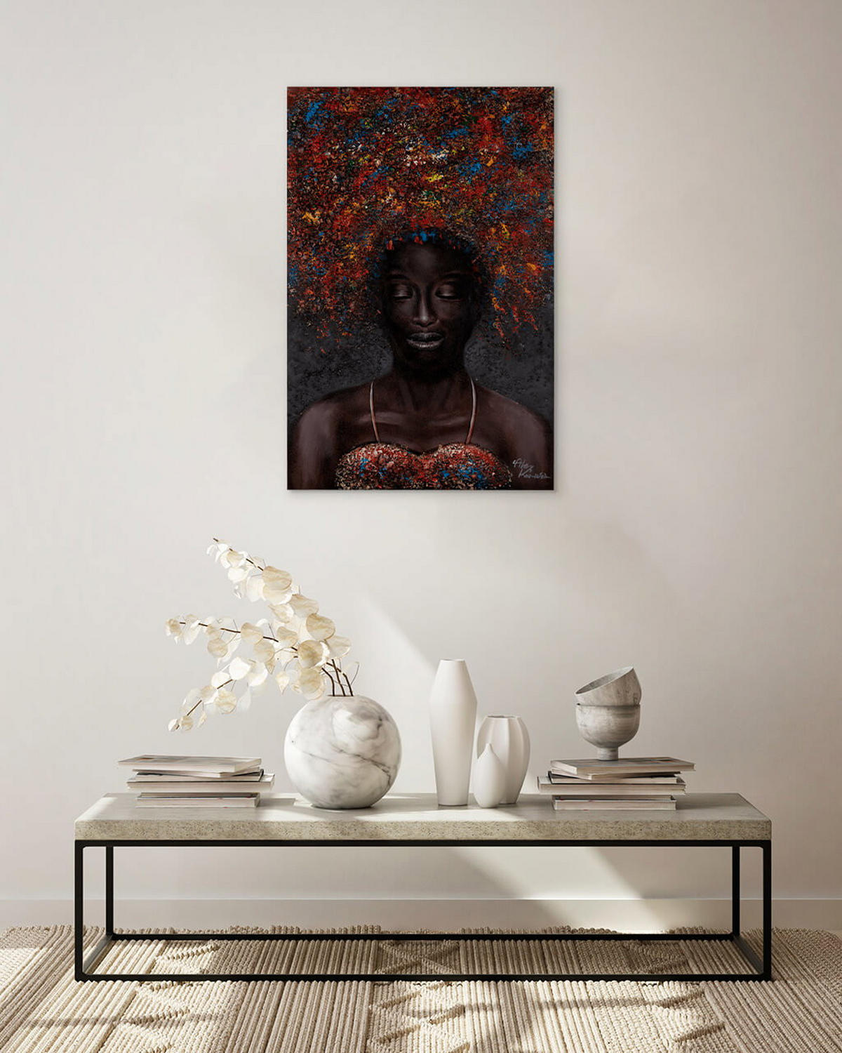 RUČNE MAĽOVANÝ AKRYLOVÝ OBRAZ 60/90 cm, viacfarebný, abstraktný geometrický motív - viacfarebná, drevo/textil (60/90cm) - KUNSTLOFT