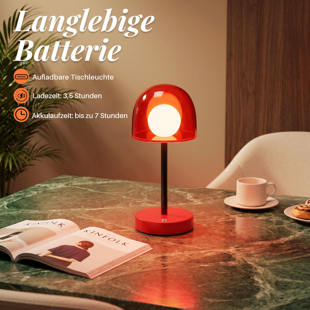 LED STOLNÍ LAMPA 12/12/27 cm - červená, kov/plast (12/12/27cm) - ZMH