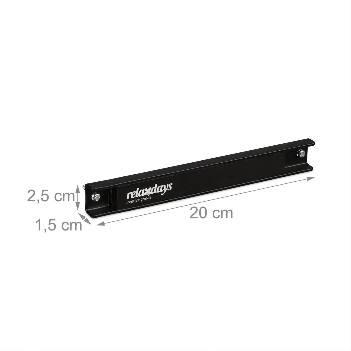 3XMAGNETLEISTE - Schwarz, Metall (20/2.5/1.5cm) - Relaxdays