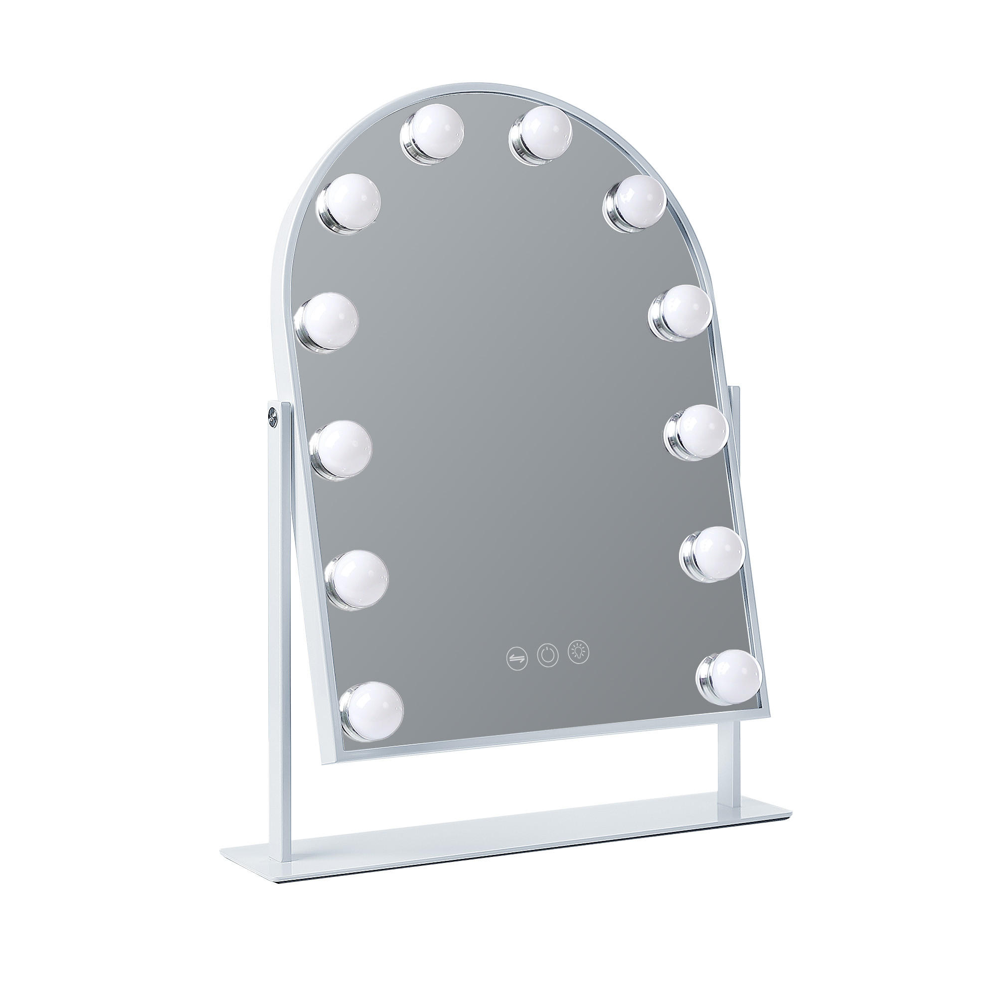 SCHMINKSPIEGEL mit Beleuchtung Gewölbter Weiß 30/41 cm - Weiß, Glas/Metall (30/41/3cm) - VANITII