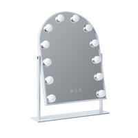 SCHMINKSPIEGEL mit Beleuchtung Gewölbter Weiß 30/41 cm - Weiß, Glas/Metall (30/41/3cm) - VANITII