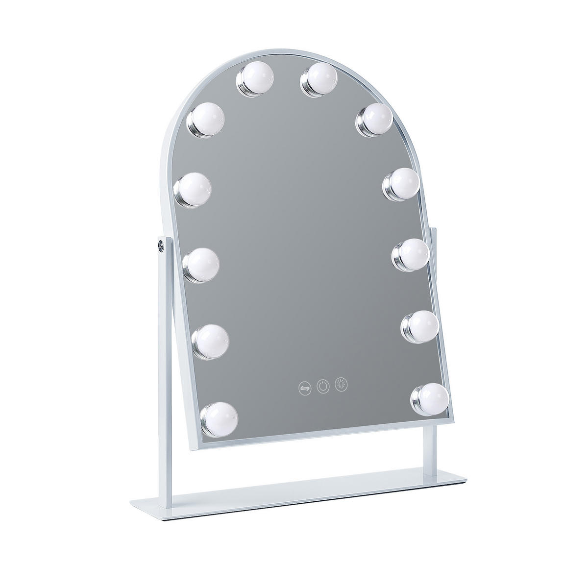 SCHMINKSPIEGEL mit Beleuchtung Gewölbter Weiß 30/41 cm - Weiß, Glas/Metall (30/41/3cm) - VANITII