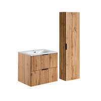 BADMÖBEL Adriel 2er-Set Holz in Eichenoptik - Braun, Holzwerkstoff (60.2/57/46cm) - Petits-meubles