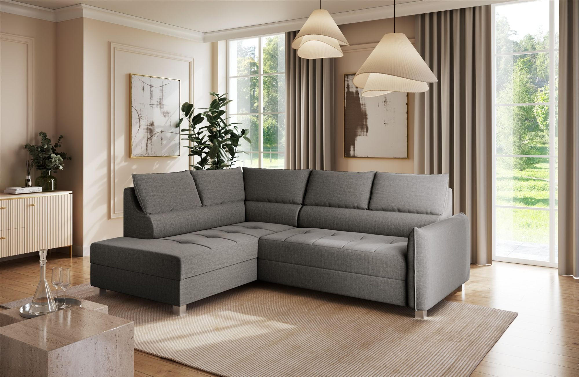 ECKSOFA Marno - Schieferfarben, Holzwerkstoff/Textil (260/200cm) - Fun Möbel