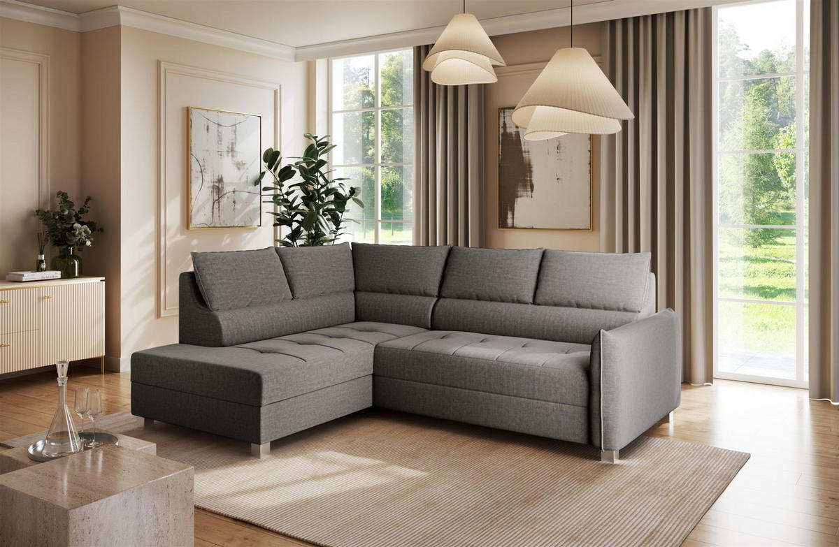ECKSOFA Marno - Schieferfarben, Holzwerkstoff/Textil (260/200cm) - Fun Möbel