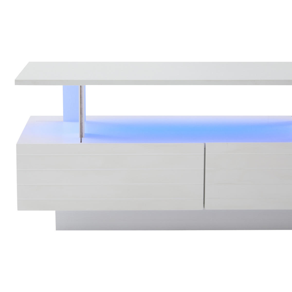 COUCHTISCH in Weiß Wohnzimmertisch mit Schubladen, LED, B100/T50/H42.5cm - Weiß, Kunststoff (50/100/42.5cm) - STILVORA