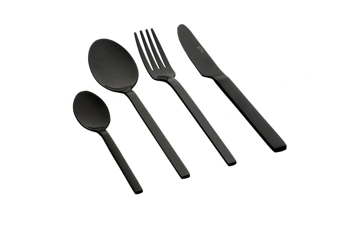 BESTECKSET 24-teilig Emund - Schwarz - Schwarz, Metall - Björn