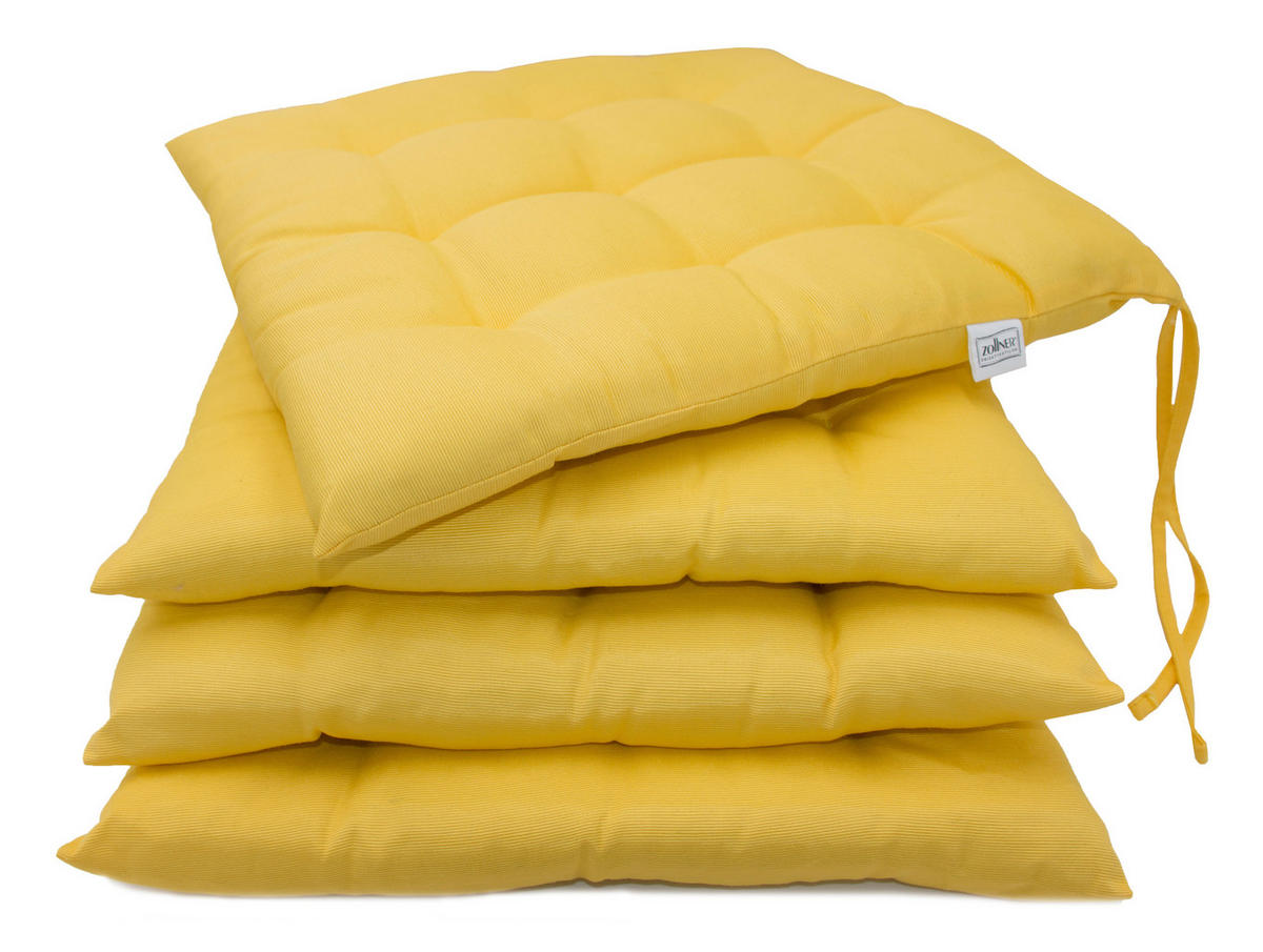 STUHLKISSEN, 4er-Set, 40x40 cm, 100% Polyester, Gelb - Gelb, Textil (40/40/3cm) - Zollner