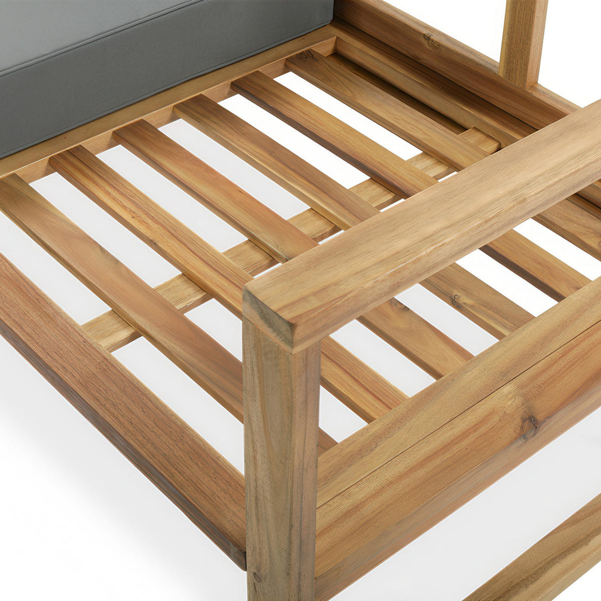 GARTENSET Danilo aus Akazienholz, Sofa, 2 Sessel und Tisch, Dunkelgrau+Braun - Dunkelgrau/Eichefarben, Holz - Beautysofa