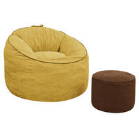 SITZSACK Flanell Gelb mit Hocker und Seitentasche - Gelb, Textil (103/80/95cm) - WISHDOR
