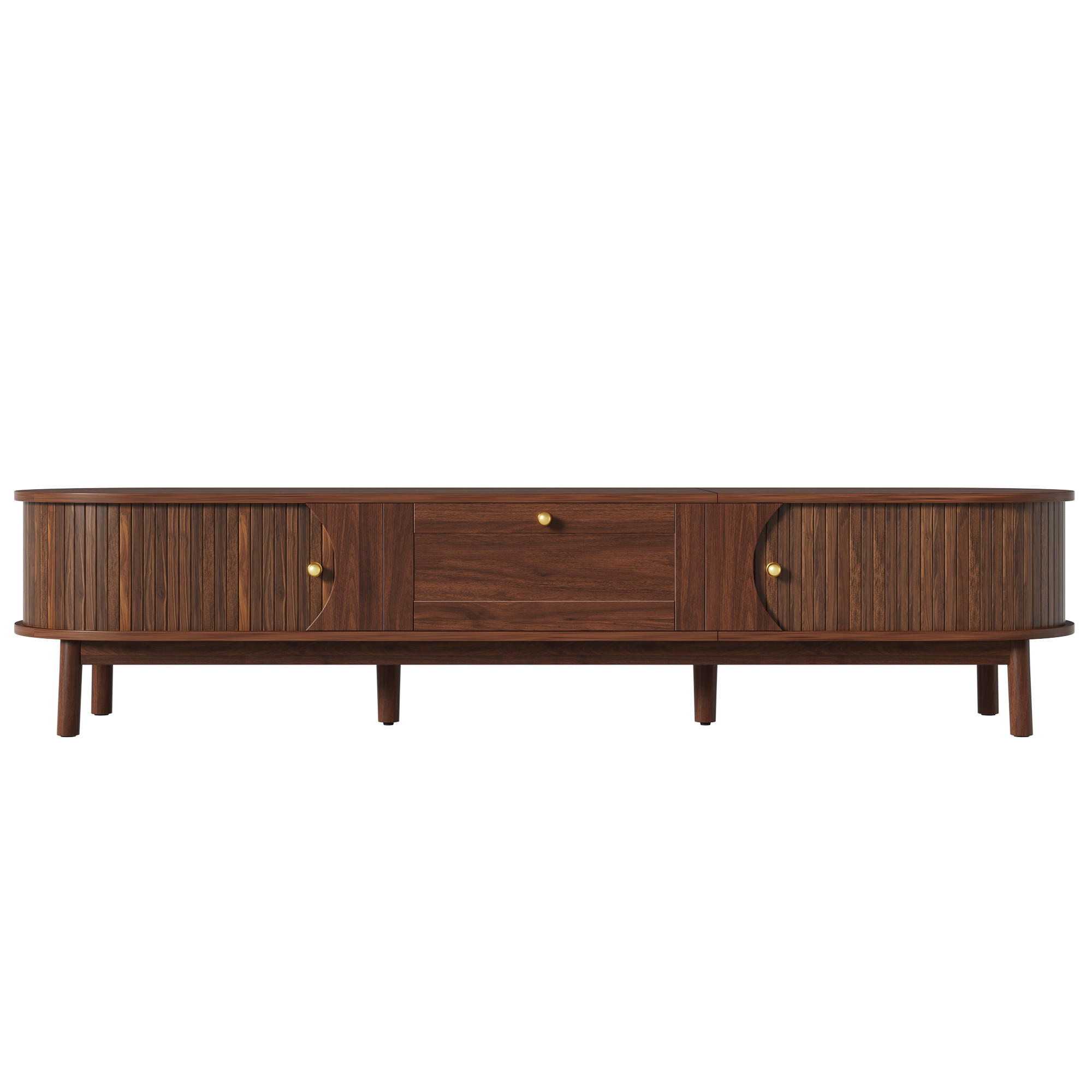 TV-STOLIK in Nussbaum-Optik, Fernsehschrank s Schiebetüren - biela, kompozitné drevo (170/38/40cm) - Urban Meuble