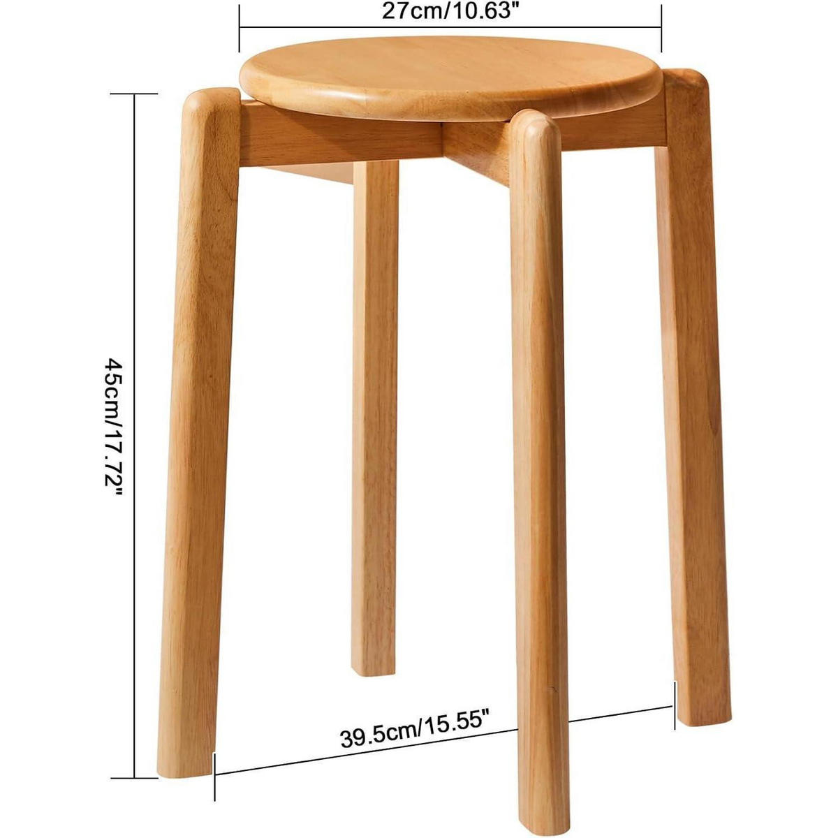 BARHOCKER 4er-Set Massivholz Natürliche Farbe 27 x 27 x 45 cm - Braun, Holz (27/45/27cm)