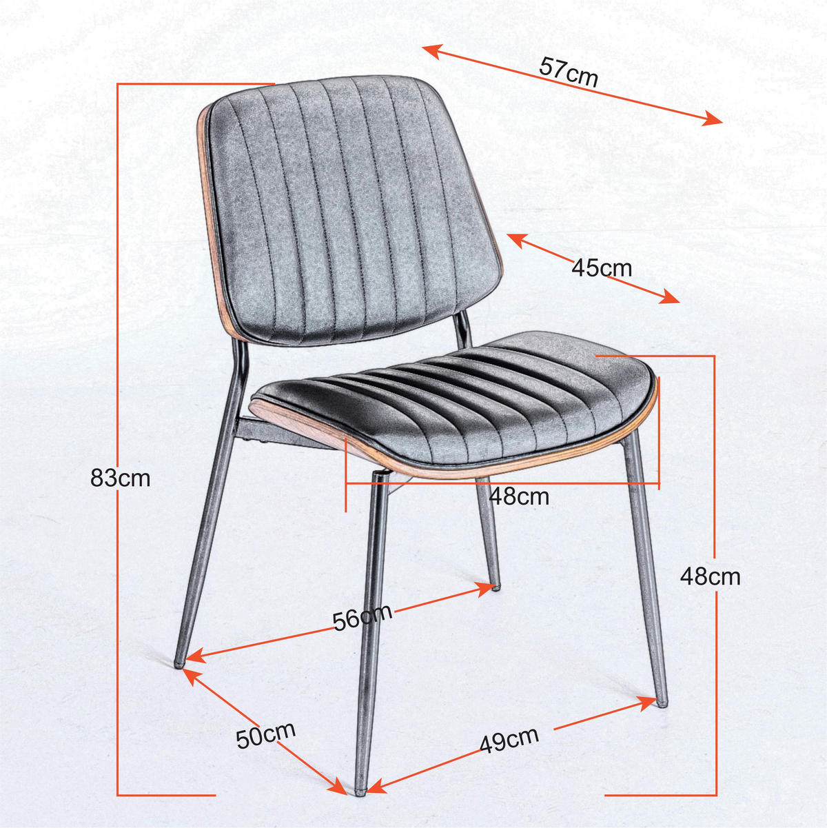 ESSZIMMERSTÜHLE 2er-Set Mid-Century Modern - Schwarz, Leder (57/83/48cm) - Urban Meuble
