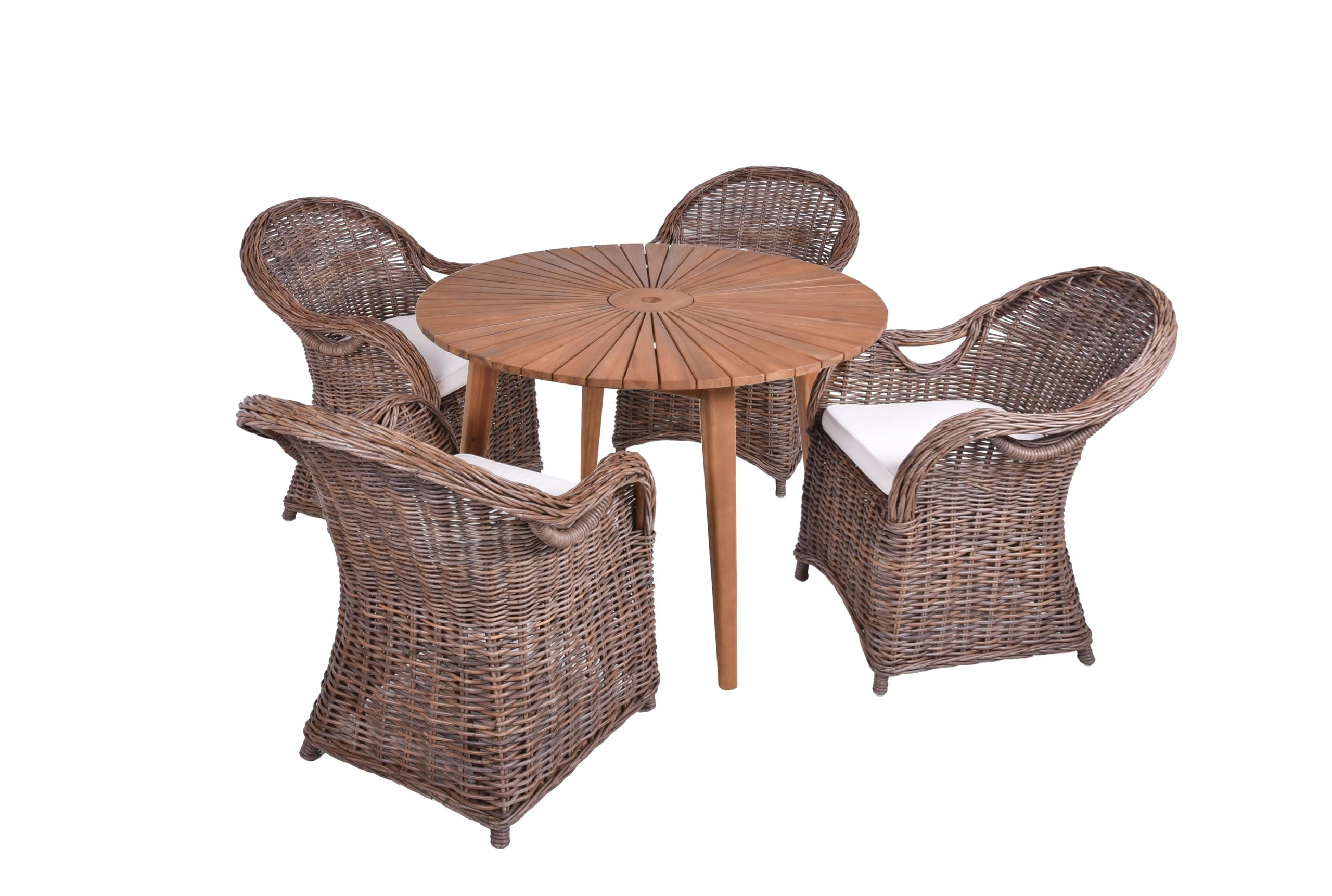 GARTEN-SITZGRUPPE Elodie 5-teilig Rattan Braun Gartenmöbel-Set - Braun, Holz - DELUKE