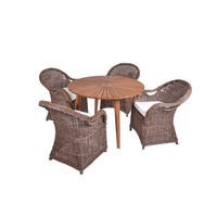 GARTEN-SITZGRUPPE Elodie 5-teilig Rattan Braun Gartenmöbel-Set - Braun, Holz - DELUKE