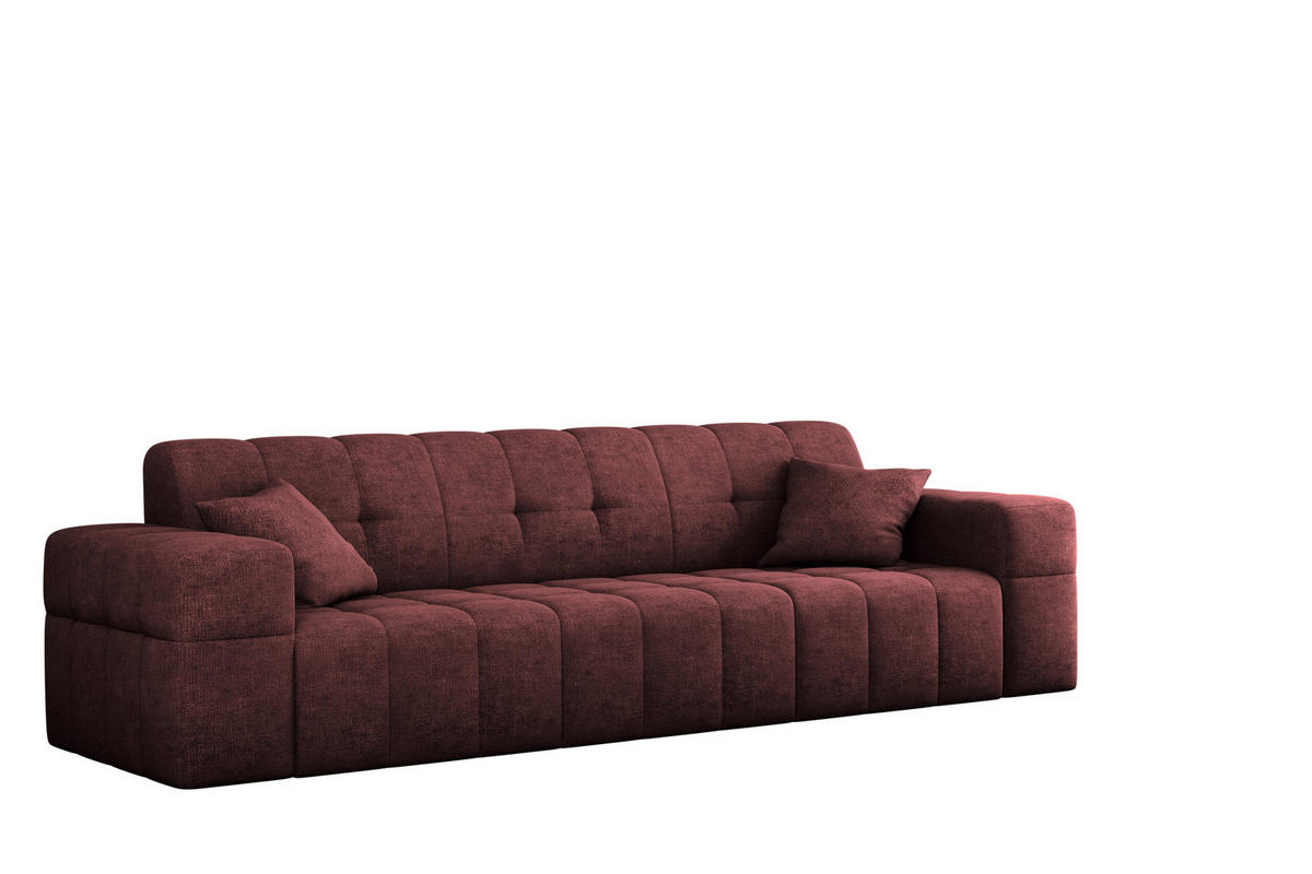 SOFA 3 Sitzer NIMES Stoff Perfect Harmony Rotwein - Rot, Holz (245/82/92cm) - Kaiser Möbel