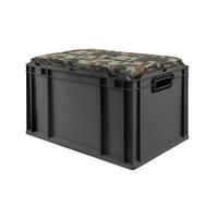 EUROBOX NextGen Seat Box Camouflage, HxBxT 36,5x40x60cm, 65 Liter, Griffe offen, Schwarz - Schwarz, Kunststoff (40/36.5/60cm) - PROREGAL